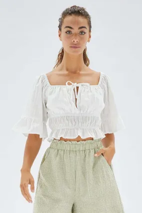 Matisse Off Shoulder Puff Sleeve White Blouse