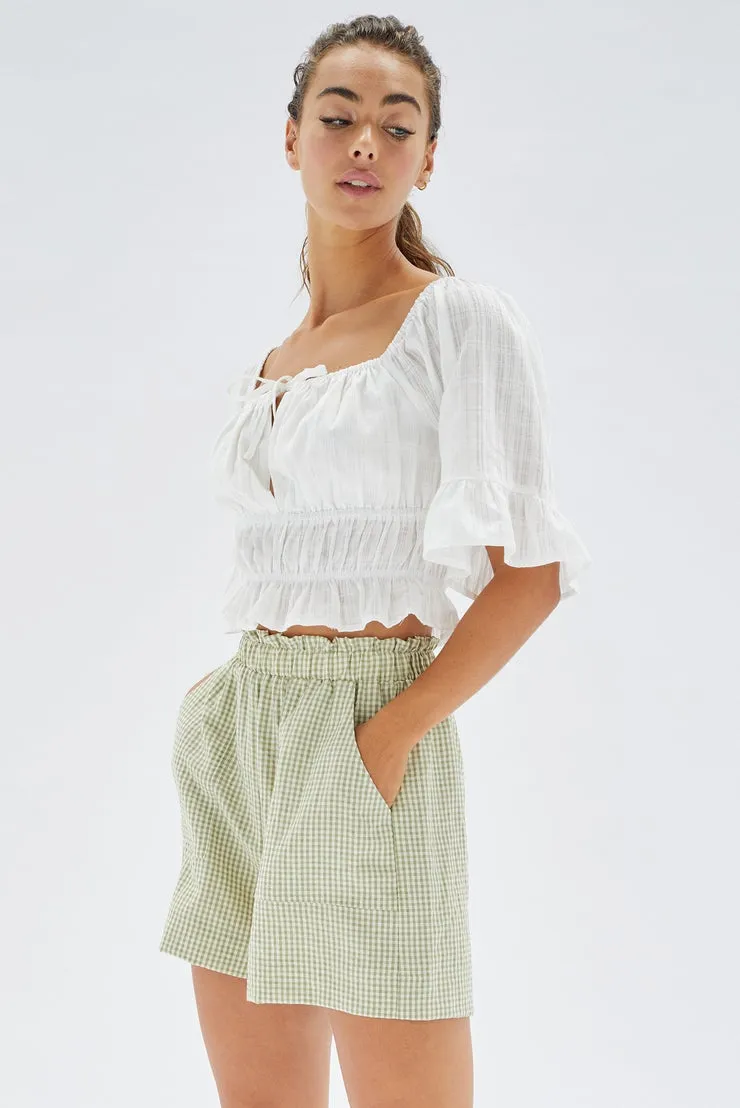 Matisse Off Shoulder Puff Sleeve White Blouse