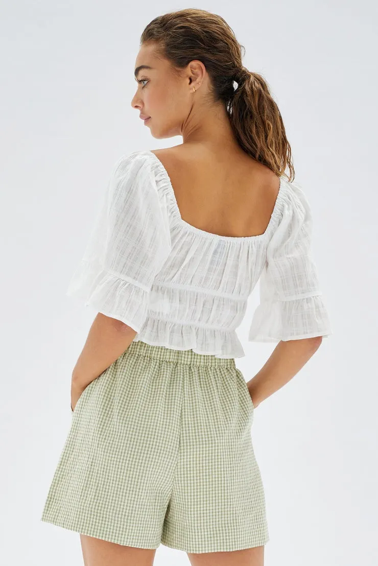 Matisse Off Shoulder Puff Sleeve White Blouse