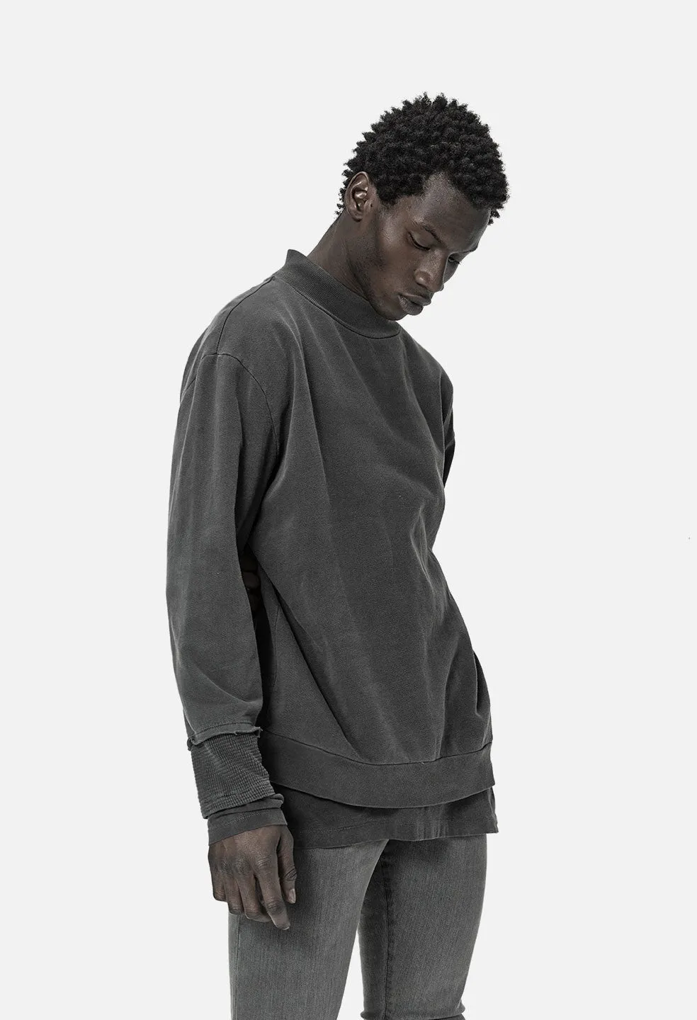 Mock Neck Pullover / Black