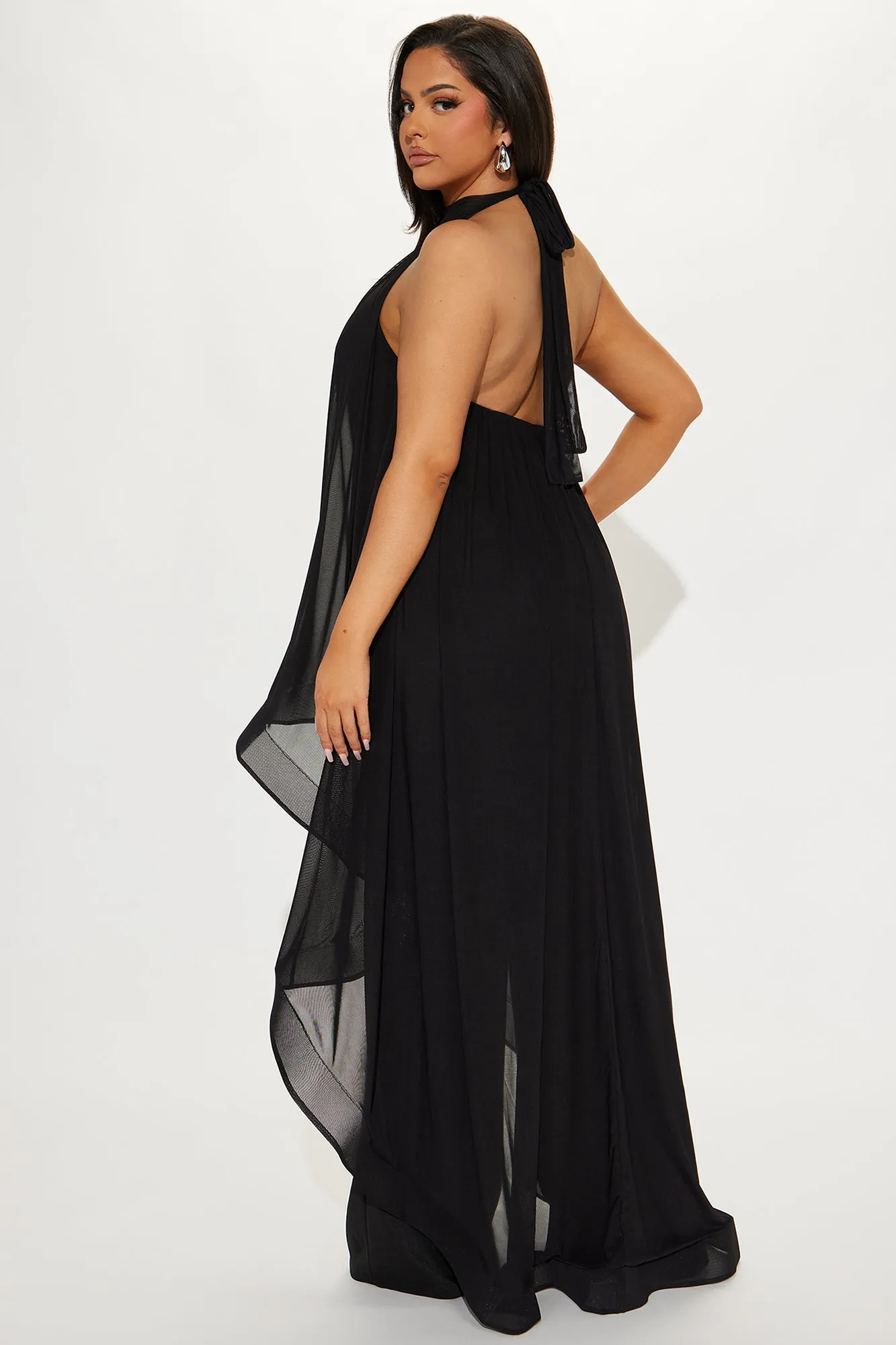 More Drama Mesh Overlay Jumpsuit - Black