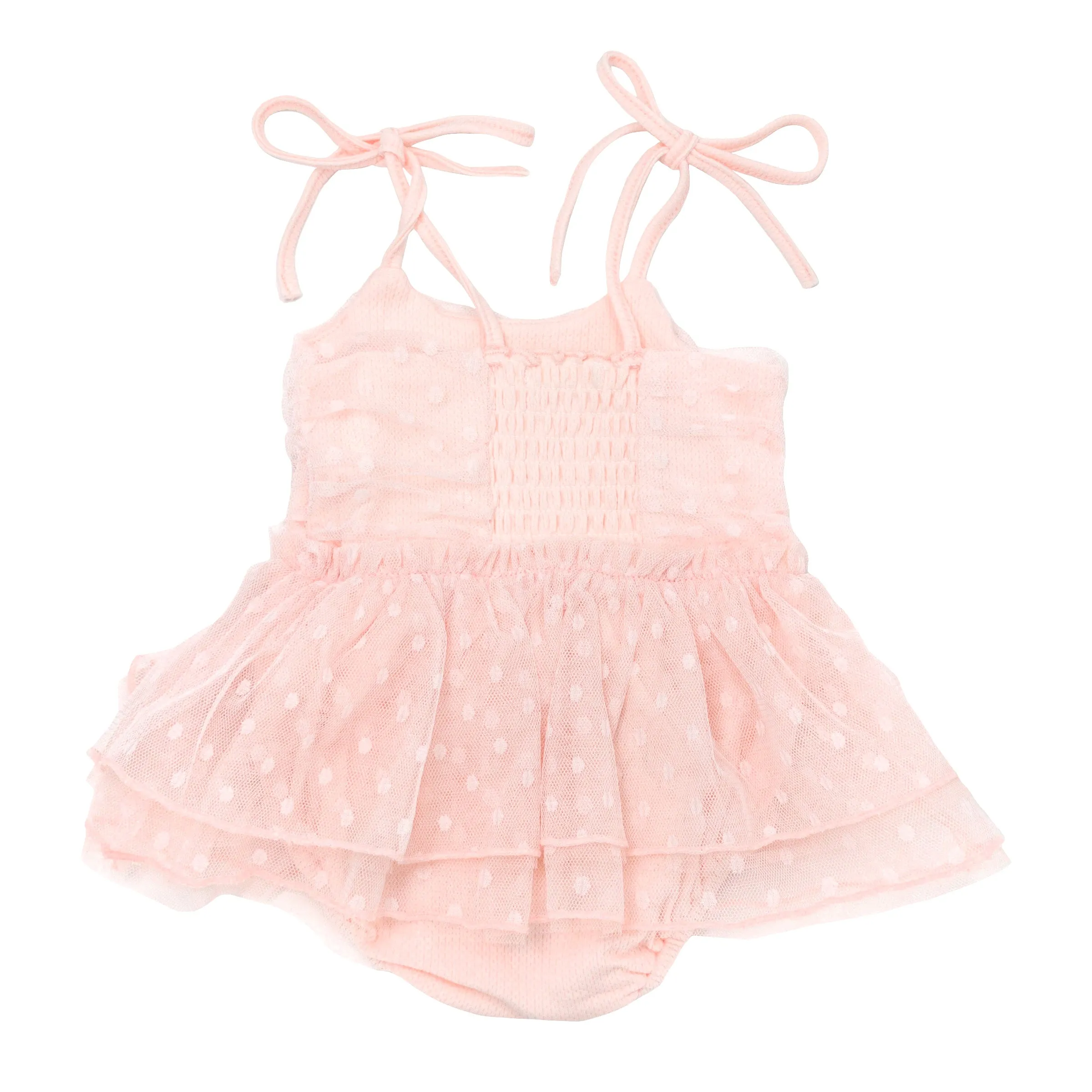 oh baby! Dotted Mesh Pointelle Ballet Dress - Pale Pink