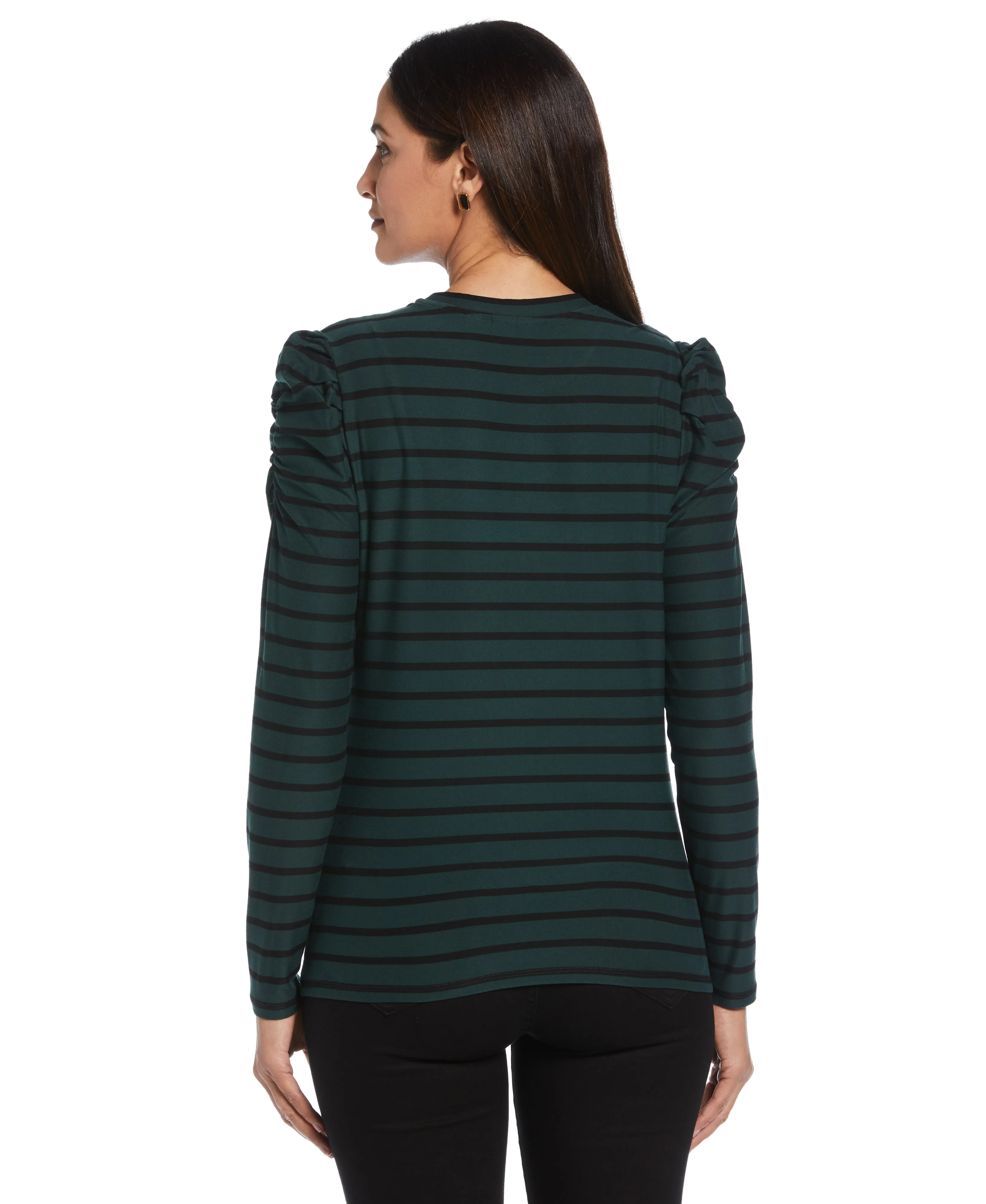 Petite Crew Neck Puff Sleeve Top