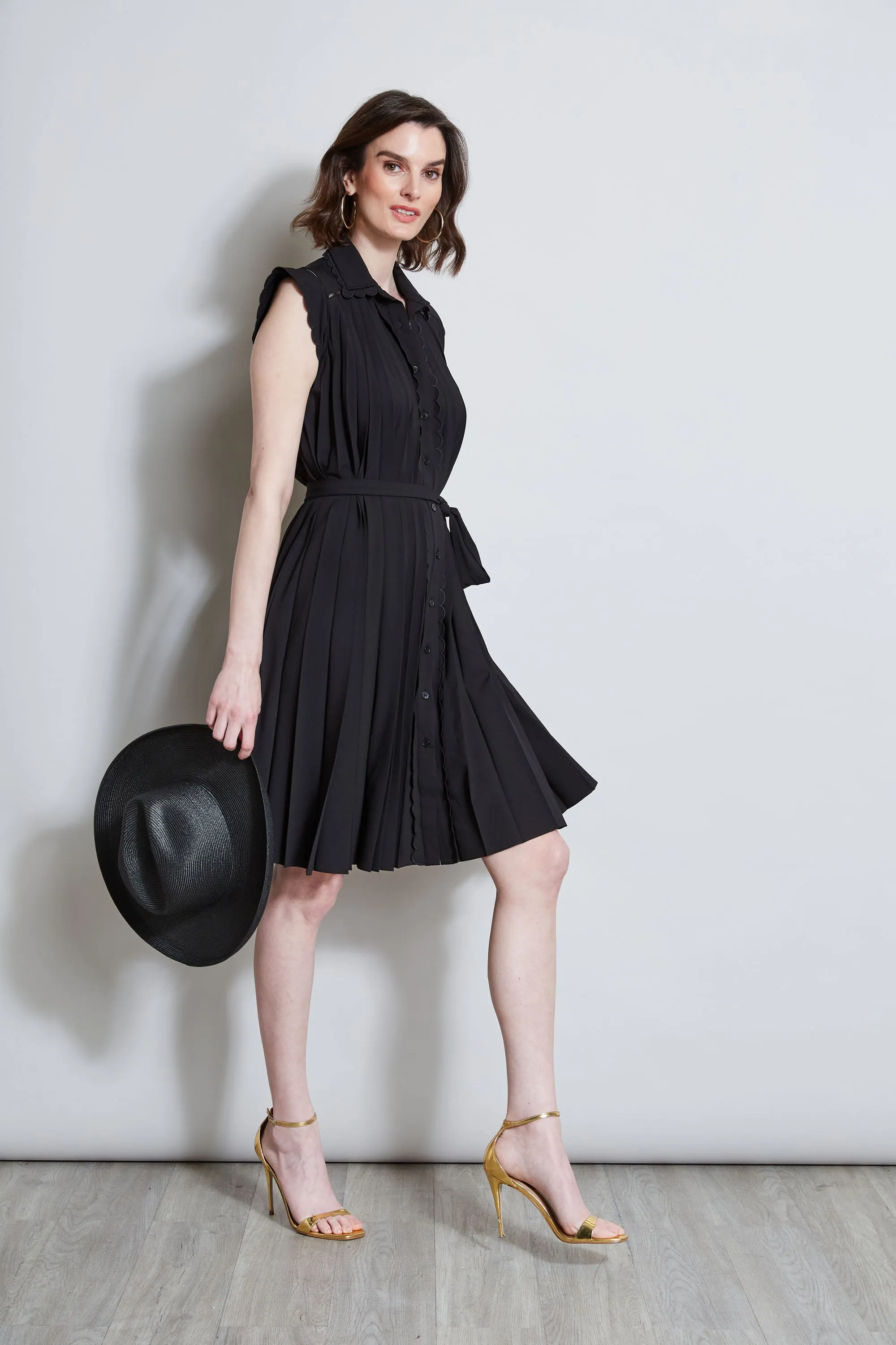 Pleated Scallop Dress