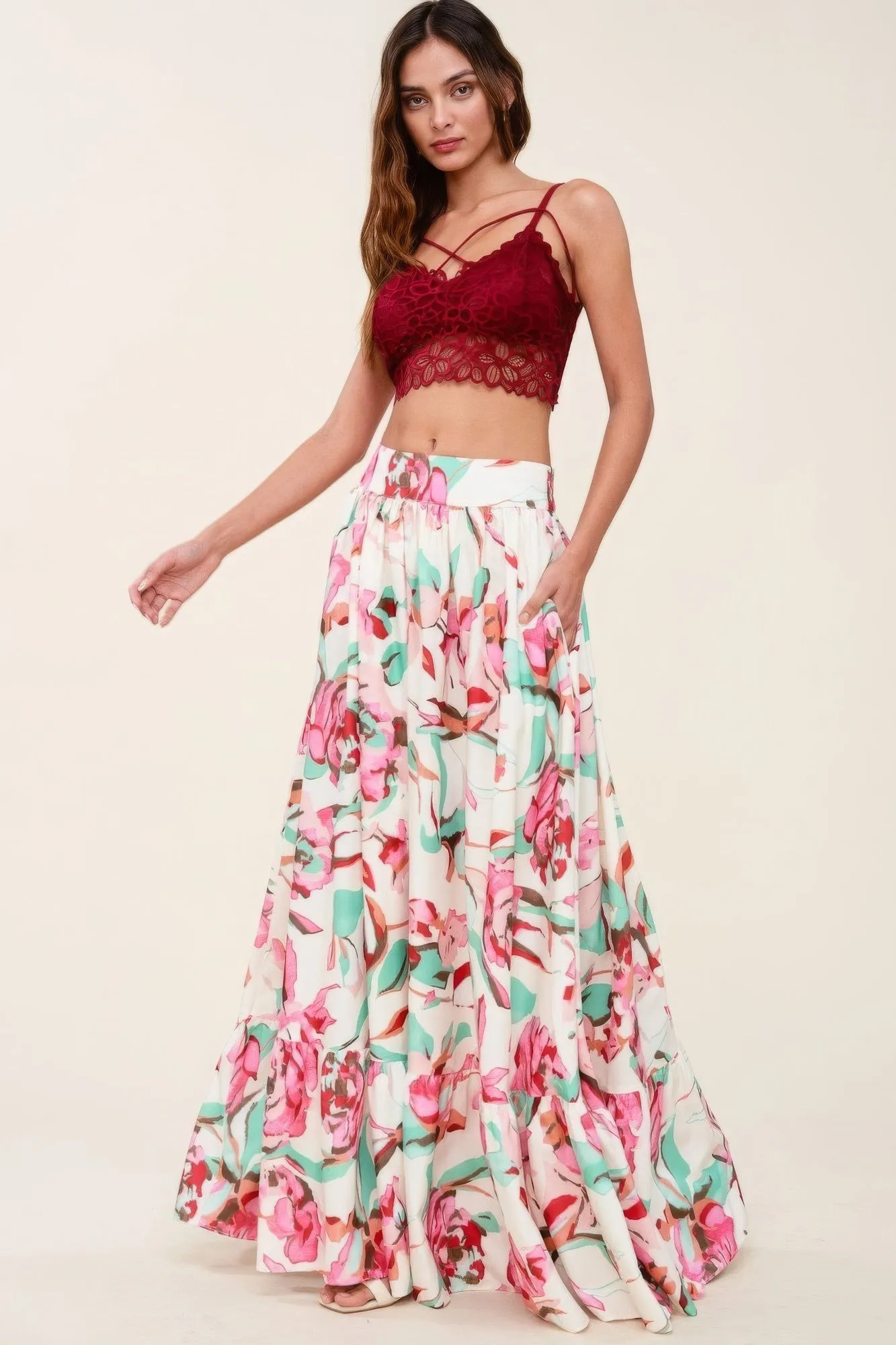 Printed Maxi Skirt With Pockets