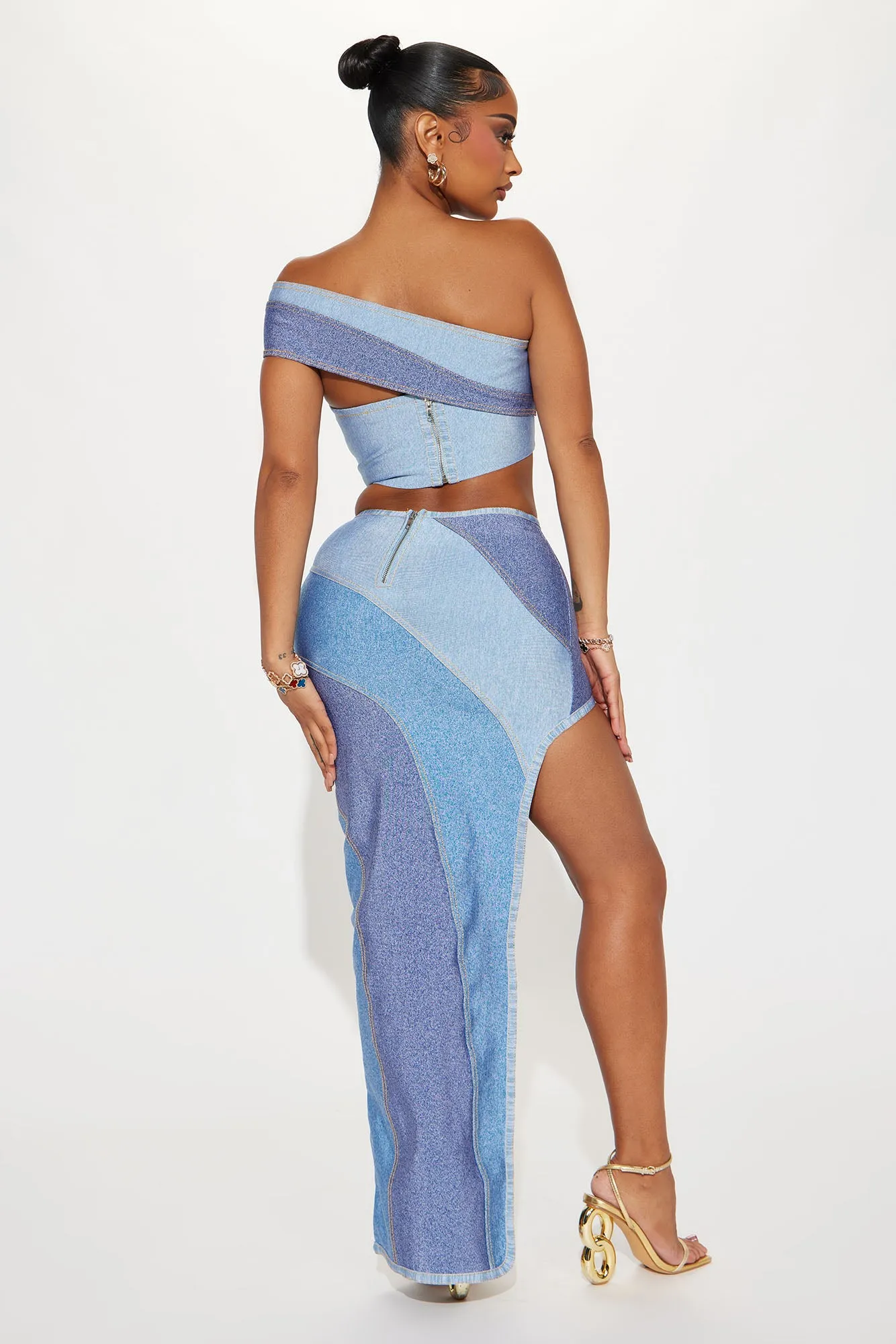 Rio Bandage Skirt Set - Blue/combo