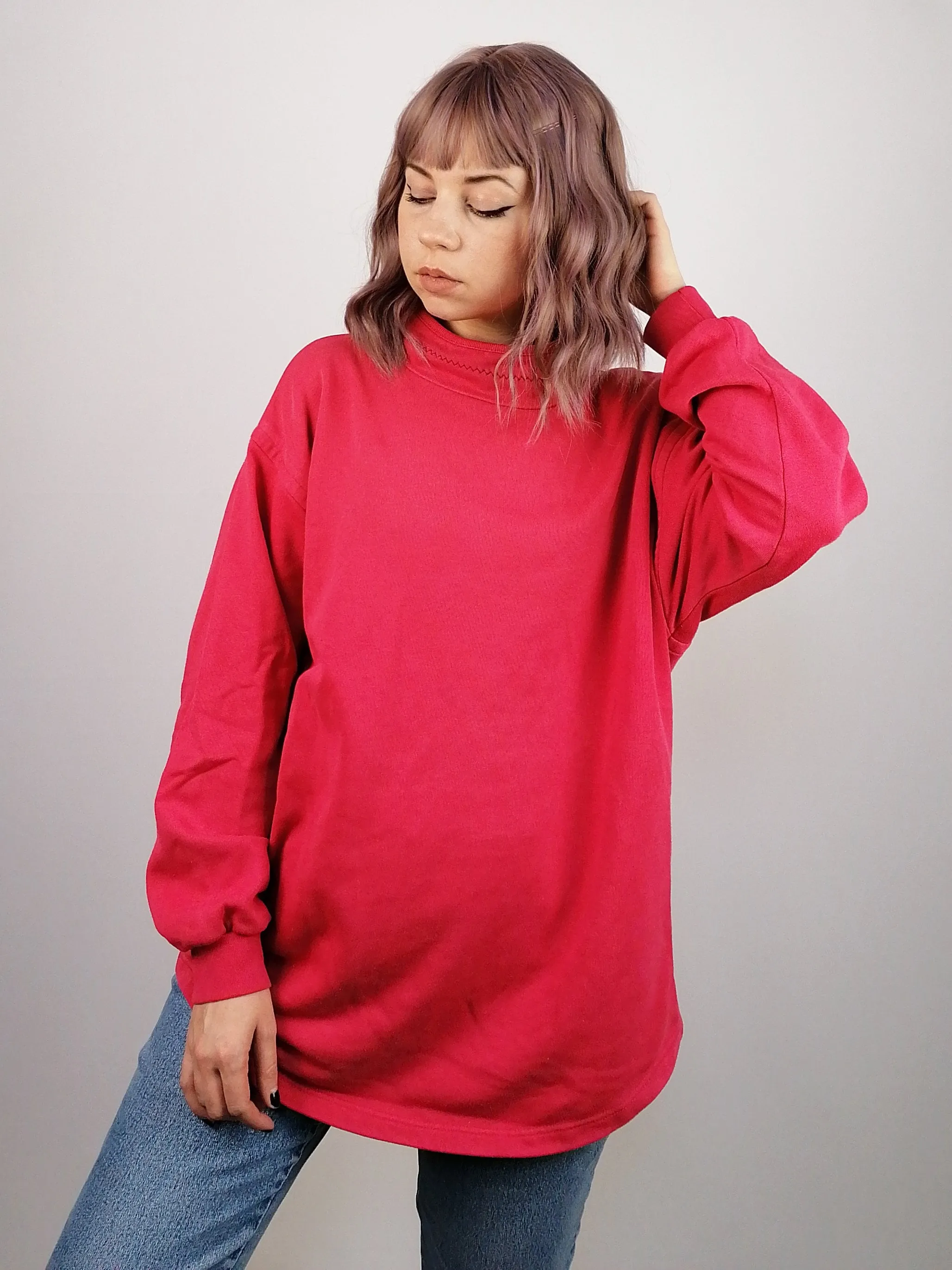 S. OLIVER Oversized Mock Neck Embroidery Sweatshirt