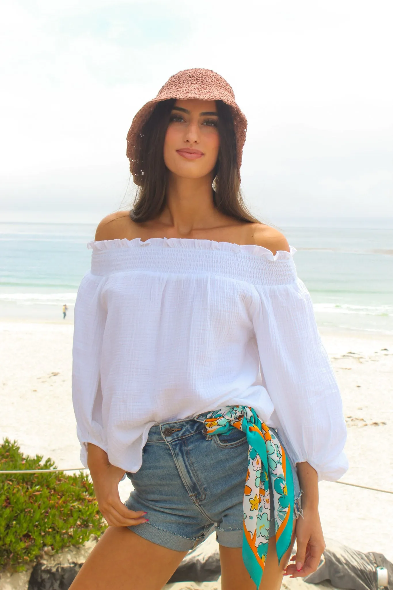 Salty Breeze Off The Shoulder Top - White