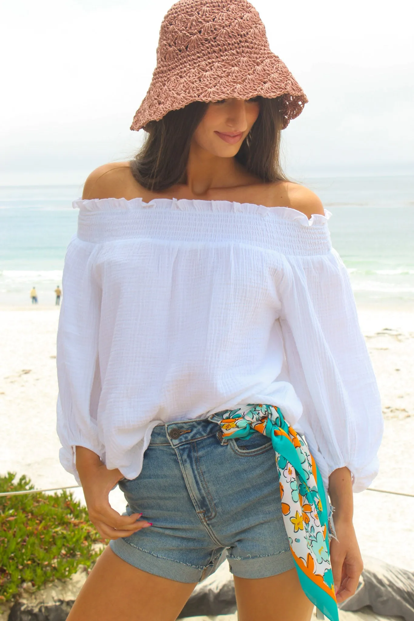 Salty Breeze Off The Shoulder Top - White