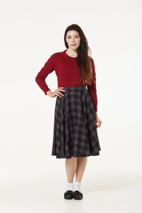 Sophie Black and Red Check Swing Skirt