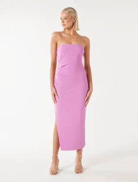 Stacy Strapless Tuck Midi Dress