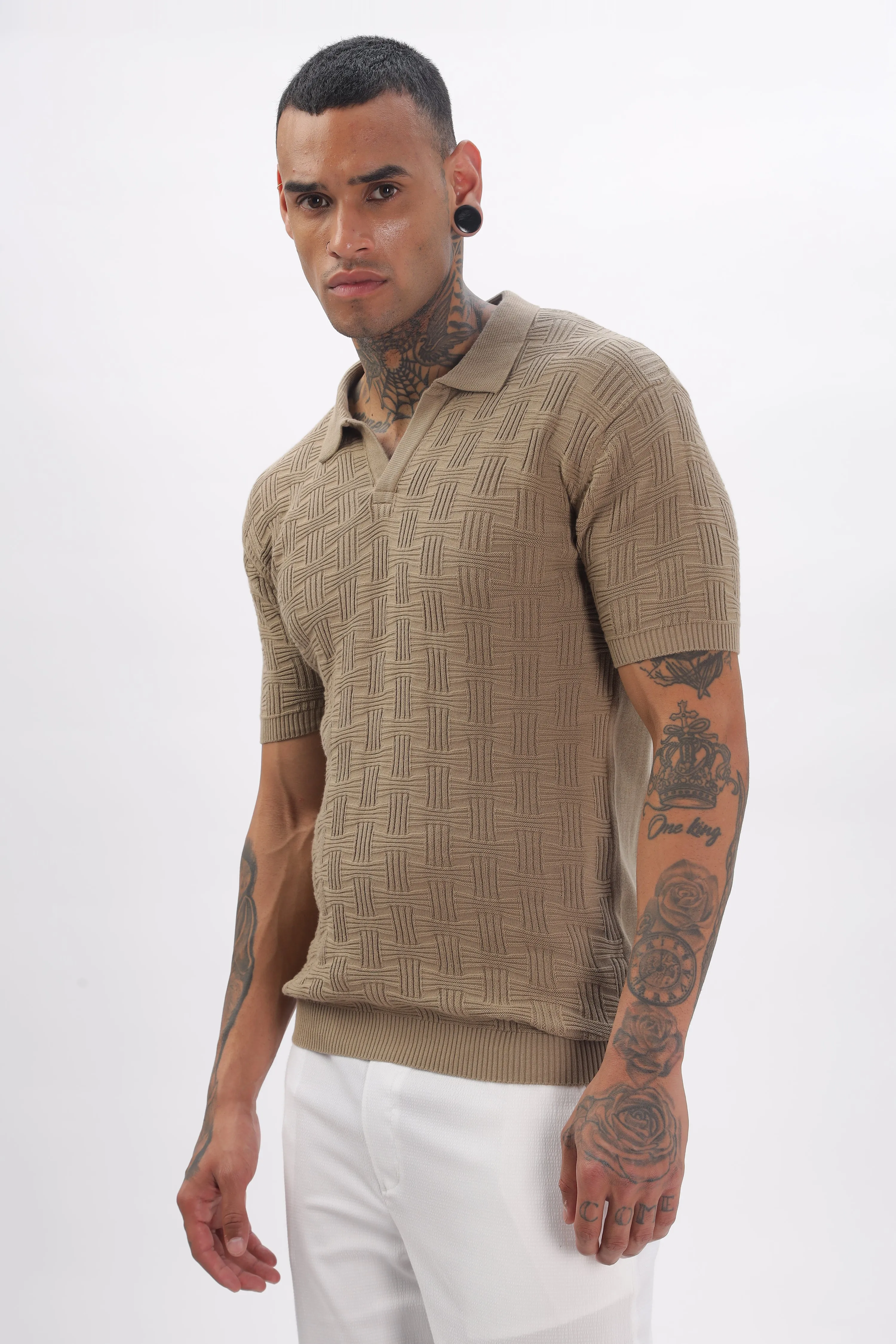 Urban Grid Polo Brown T-shirt