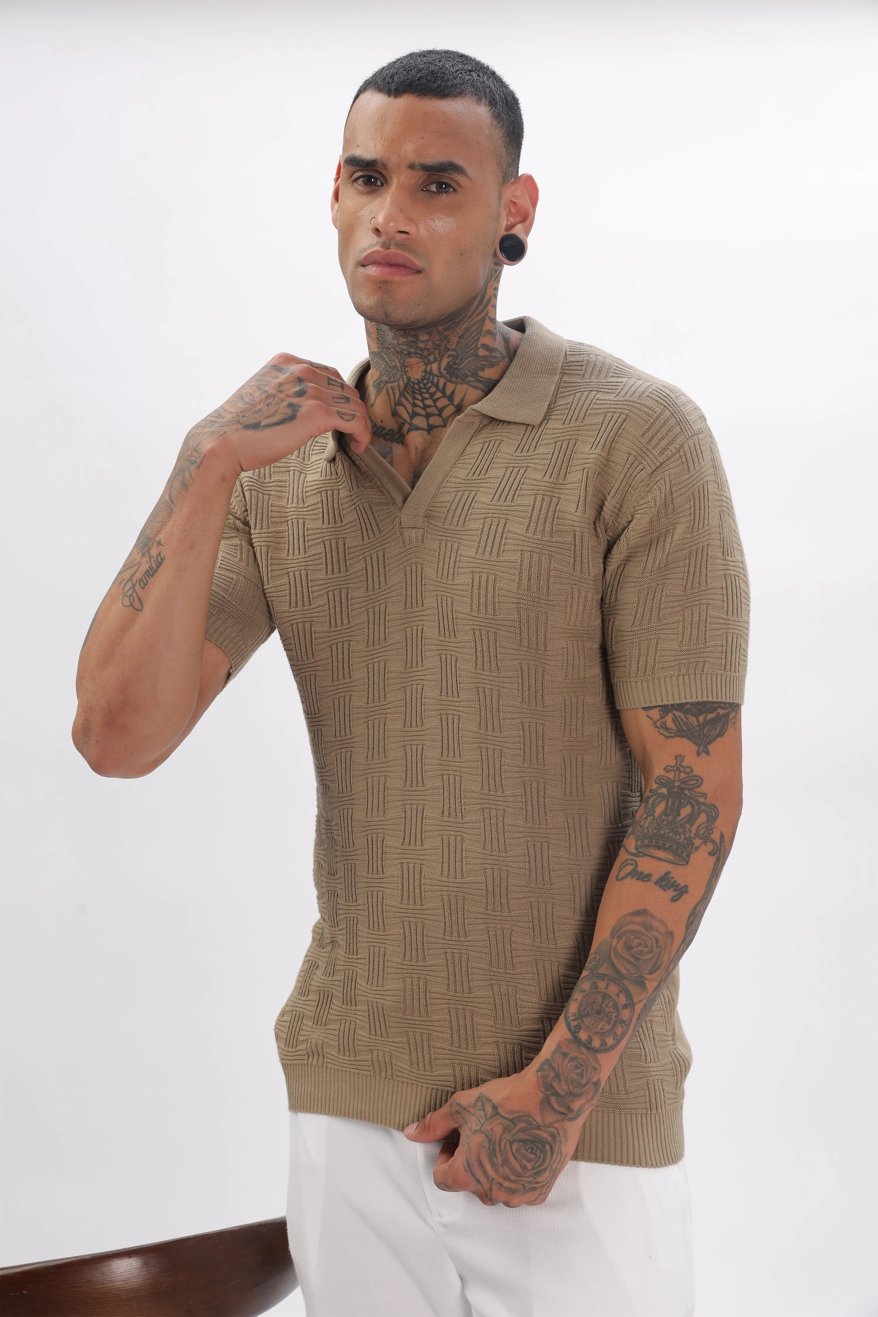 Urban Grid Polo Brown T-shirt