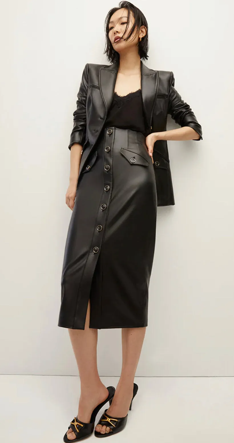 Veronica Beard - Chic Black Barrie Skirt Made of Vegan Leather