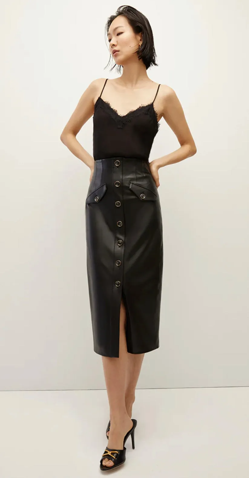 Veronica Beard - Chic Black Barrie Skirt Made of Vegan Leather