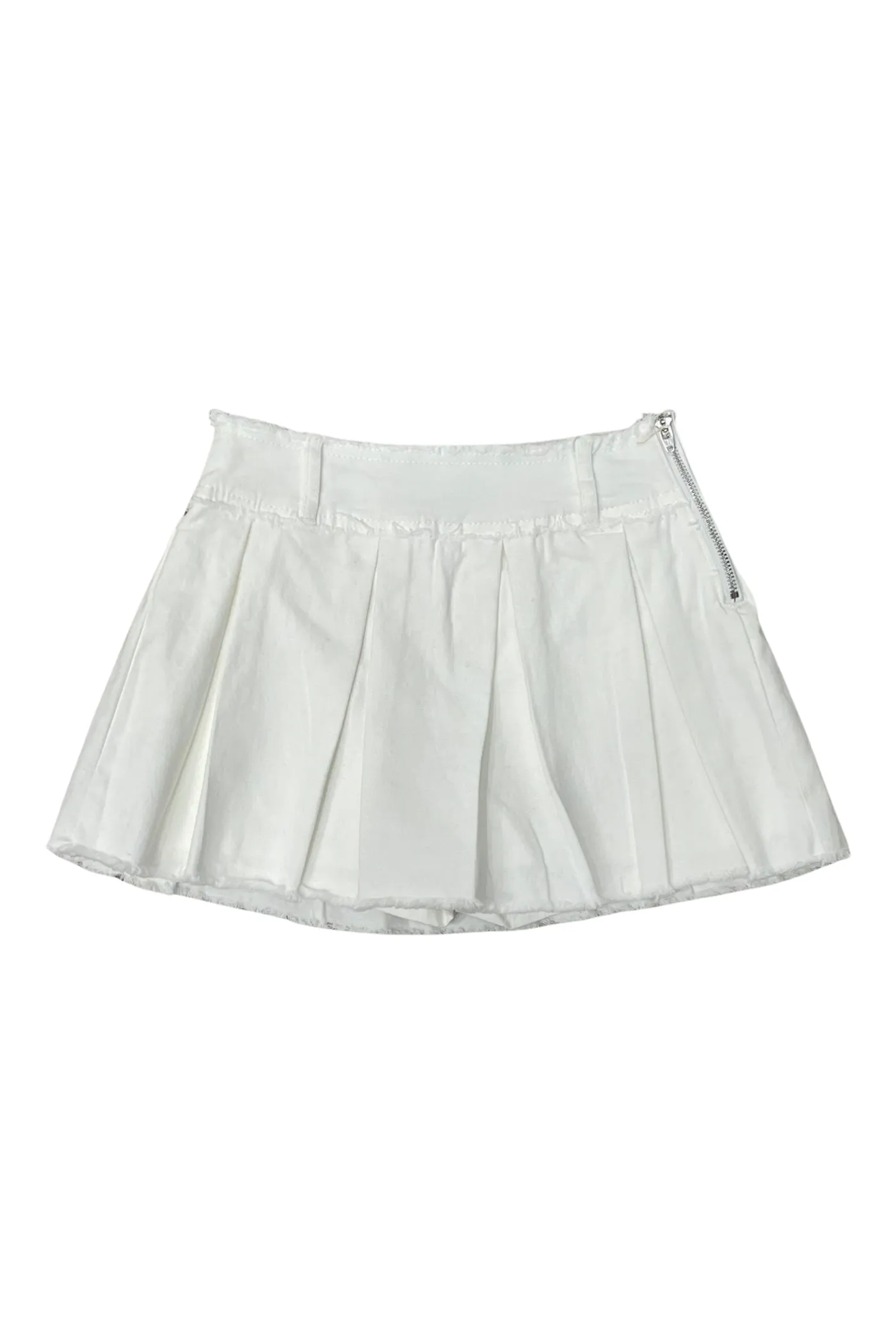 White Denim Pleated Skort