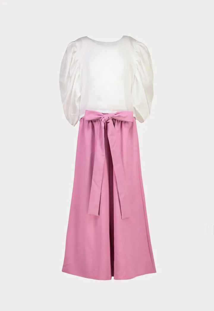 Wide Leg Pleated Puff Sleeve Blouse And Palazzo Set